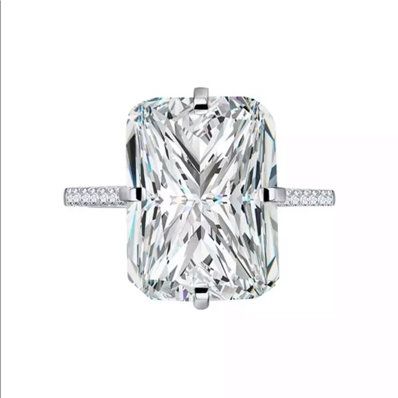 18k White Gold plated Sparkling Diamond Halo Ring - Picture 2 of 6